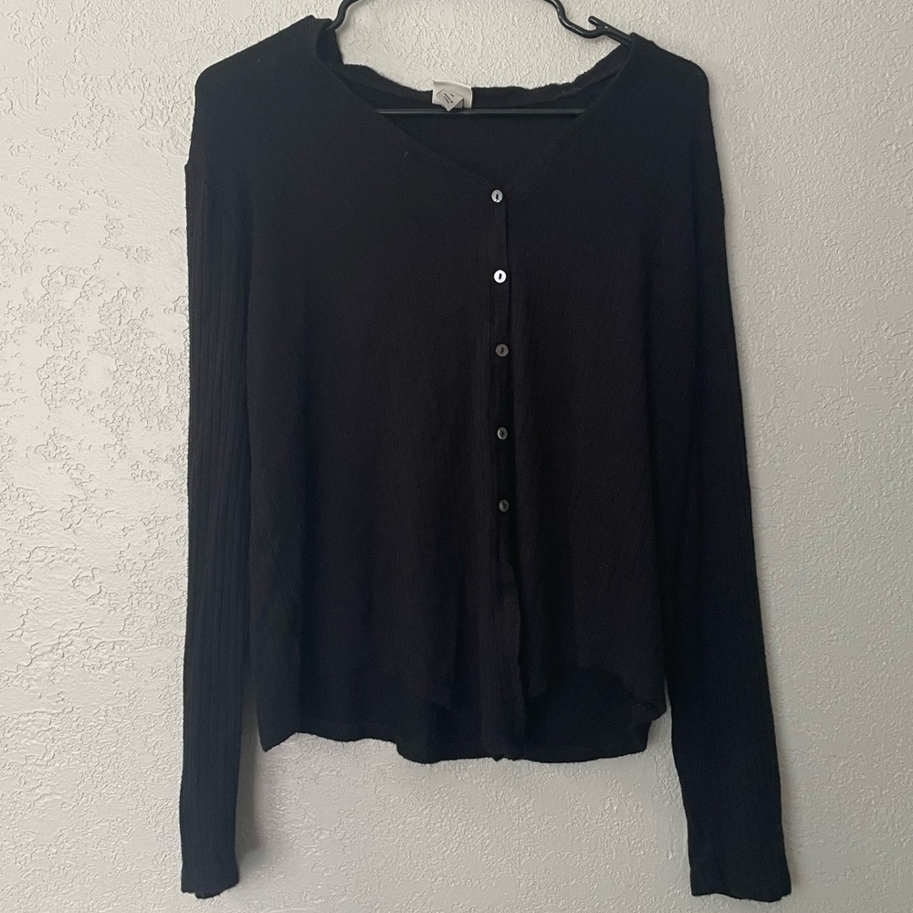 A new day black button down v neck top